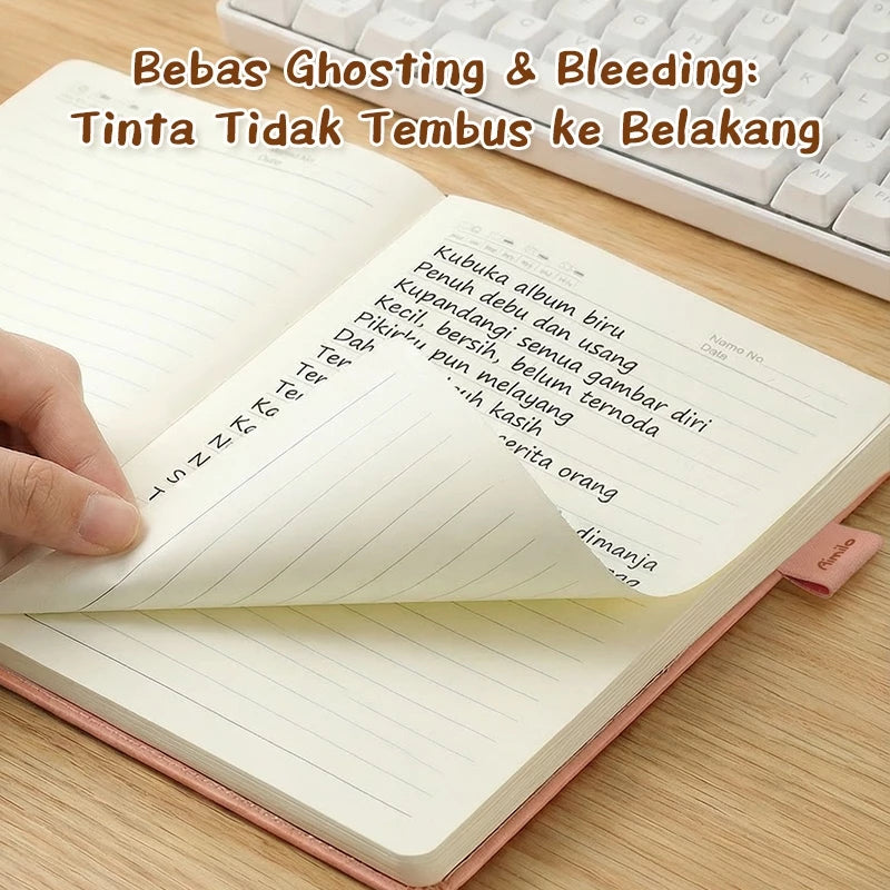 Aimilo Buku Catatan Notebook A5 Premium Buku Diary Aesthetic Cover Kulit Tahan Air Agenda Meeting 80 Lembar