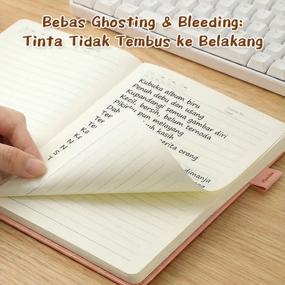 Aimilo Buku Catatan Notebook A5 Premium Buku Diary Aesthetic Cover Kulit Tahan Air Agenda Meeting 80 Lembar