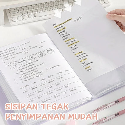 Aimilo Display Book A4 Document Folder Clear Holder Tahan Air Isi 30/60 Lembar Dengan Tali