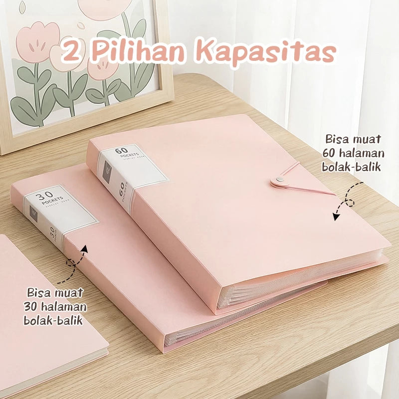 Aimilo Display Book A4 Document Folder Clear Holder Tahan Air Isi 30/60 Lembar Dengan Tali
