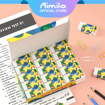 [READY] Aimilo Penghapus Putih Isi 30PCS/Kotak Putih Eraser Bebas PVC Bebas Debu Tidak Beracun Alat Tulis Sekolah