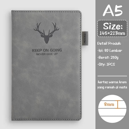 Aimilo Buku Catatan Notebook A5 Premium Buku Diary Aesthetic Cover Kulit Tahan Air Agenda Meeting 80 Lembar