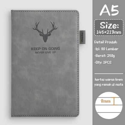 Aimilo Buku Catatan Notebook A5 Premium Buku Diary Aesthetic Cover Kulit Tahan Air Agenda Meeting 80 Lembar