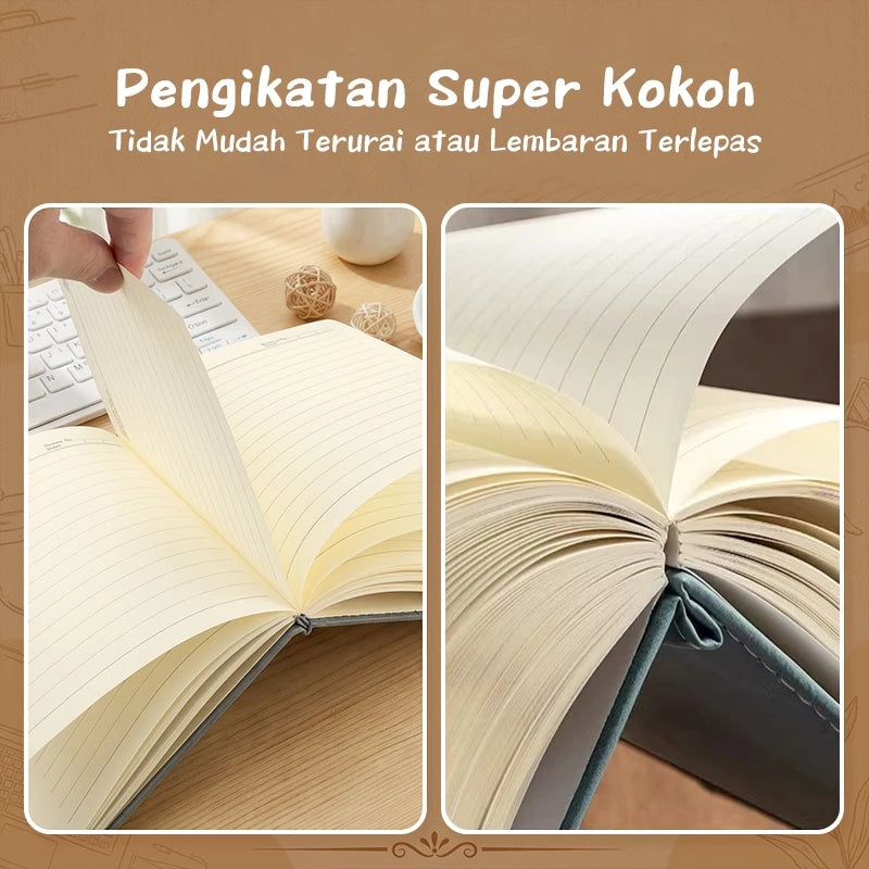 Aimilo Buku Catatan Notebook A5 Premium Buku Diary Aesthetic Cover Kulit Tahan Air Agenda Meeting 80 Lembar