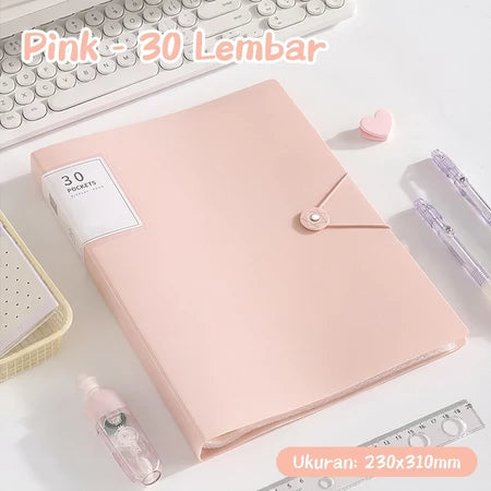 Aimilo Display Book A4 Document Folder Clear Holder Tahan Air Isi 30/60 Lembar Dengan Tali