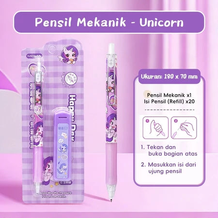 Aimilo Pensil Mekanik 0.5 mm Mechanical Pencil Set Isi Refill 20 Alat Tulis Sekolah