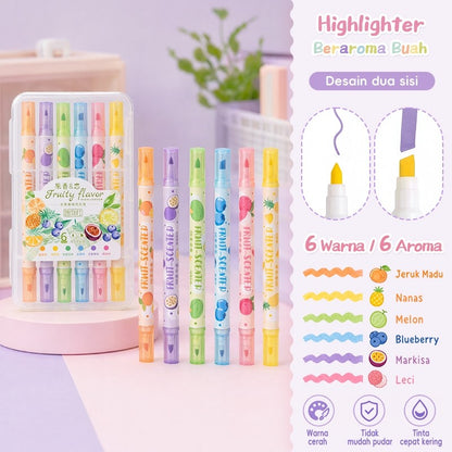 [READY] Aimilo Spidol Highlighter Glitter Beraroma Buah Isi 3 Warna Emas/Silver Spidol Warna Kapasitas Besar