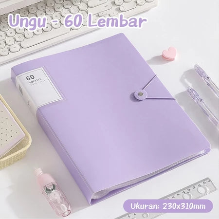 Aimilo Display Book A4 Document Folder Clear Holder Tahan Air Isi 30/60 Lembar Dengan Tali