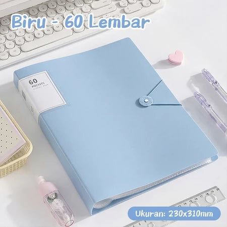 Aimilo Display Book A4 Document Folder Clear Holder Tahan Air Isi 30/60 Lembar Dengan Tali
