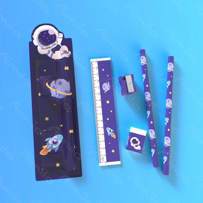 Aimilo Pensil Set Anak 5in1 Set Alat Tulis Pensil Lucu Dan Penghapus Untuk Tempat Pensil Buku Tulis Sekolah
