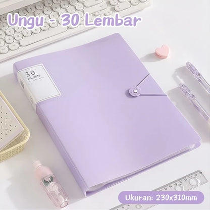Aimilo Display Book A4 Document Folder Clear Holder Tahan Air Isi 30/60 Lembar Dengan Tali