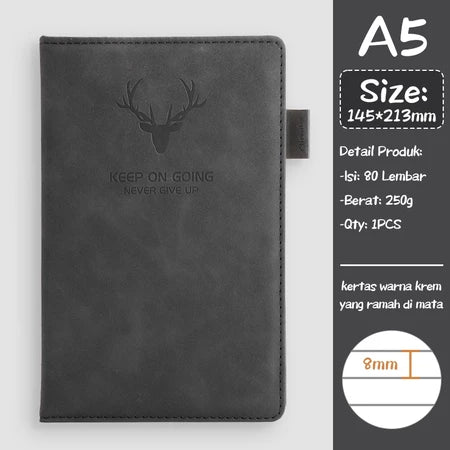 Aimilo Buku Catatan Notebook A5 Premium Buku Diary Aesthetic Cover Kulit Tahan Air Agenda Meeting 80 Lembar