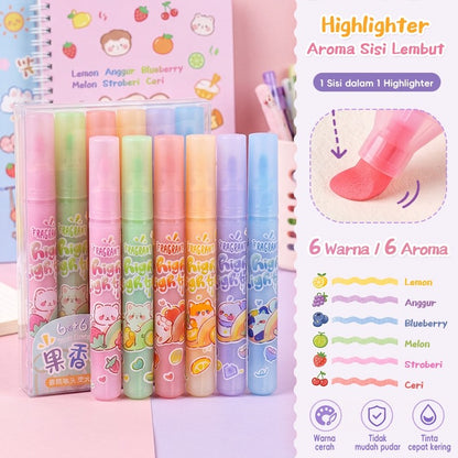 [READY] Aimilo Spidol Highlighter Glitter Beraroma Buah Isi 3 Warna Emas/Silver Spidol Warna Kapasitas Besar