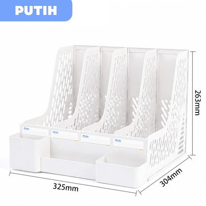 Aimilo Rak Buku Minimalis Aesthetic Tempat Buku Desktop Organizer File Serbaguna Box File Rak Buku Sekat