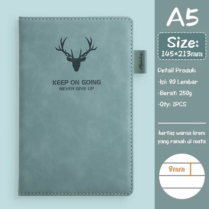 Aimilo Buku Catatan Notebook A5 Premium Buku Diary Aesthetic Cover Kulit Tahan Air Agenda Meeting 80 Lembar