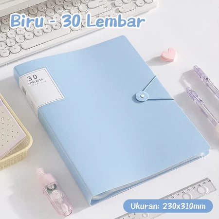 Aimilo Display Book A4 Document Folder Clear Holder Tahan Air Isi 30/60 Lembar Dengan Tali