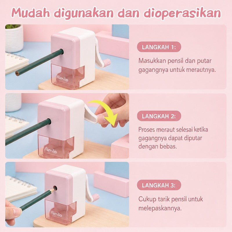[READY] Aimilo Rautan Serutan Pensil Putar Hemat Tenaga & Cepat Raut Sharpener Pengserut Pensil Alat Tulis Sekolah