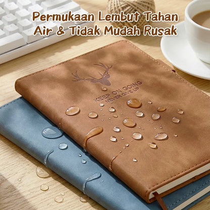 Aimilo Buku Catatan Notebook A5 Premium Buku Diary Aesthetic Cover Kulit Tahan Air Agenda Meeting 80 Lembar