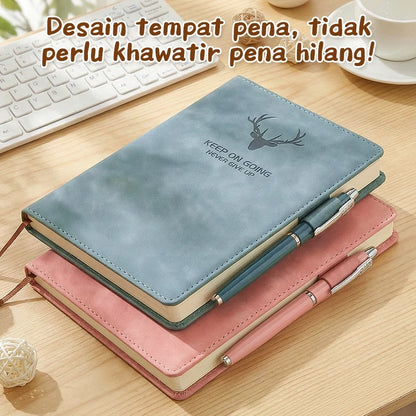 Aimilo Buku Catatan Notebook A5 Premium Buku Diary Aesthetic Cover Kulit Tahan Air Agenda Meeting 80 Lembar