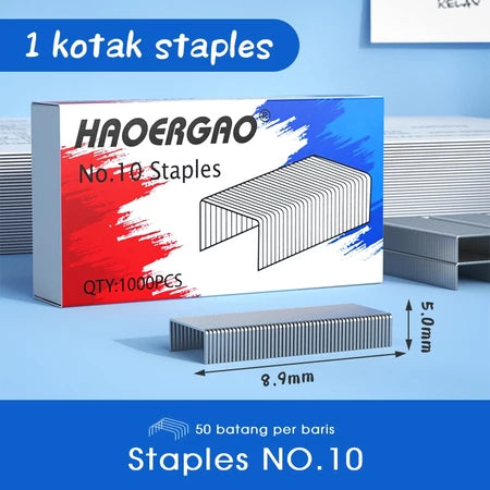 Aimilo Stepler Portable Staples No.10 Stapler Genggam 4 Warna Dapat Menjilid 20 Lembar