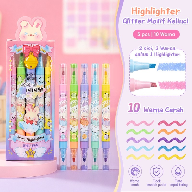 [READY] Aimilo Highlighter Pastel 1 Set Spidol Warna 2 Sisi 6 PCS 12 Warna