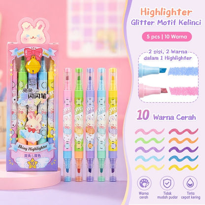 [READY] Aimilo Highlighter Pastel 1 Set Spidol Warna 2 Sisi 6 PCS 12 Warna
