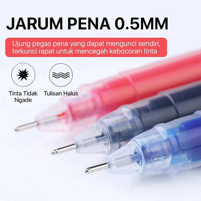 Aimilo Wholesale Gel Pen 20/50/100 PCS Pulpen Gel 0.5mm Berkapasitas Besar Tinta Cepat Kering 3 Warna