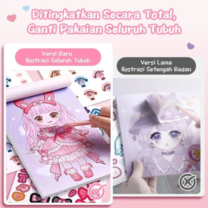 Aimilo Buku Stiker DIY Paket 4 PCS Sticker Dress Up Book Kartun Change Makeup Stiker Mainan Anak