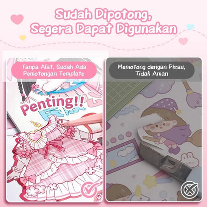 Aimilo Buku Stiker DIY Paket 4 PCS Sticker Dress Up Book Kartun Change Makeup Stiker Mainan Anak