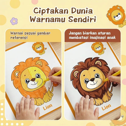 Aimilo Buku Mewarnai Anak Paket 4PCS Tema Berbeda Children Coloring Book 8 Lembar Lukisan Pencerahan