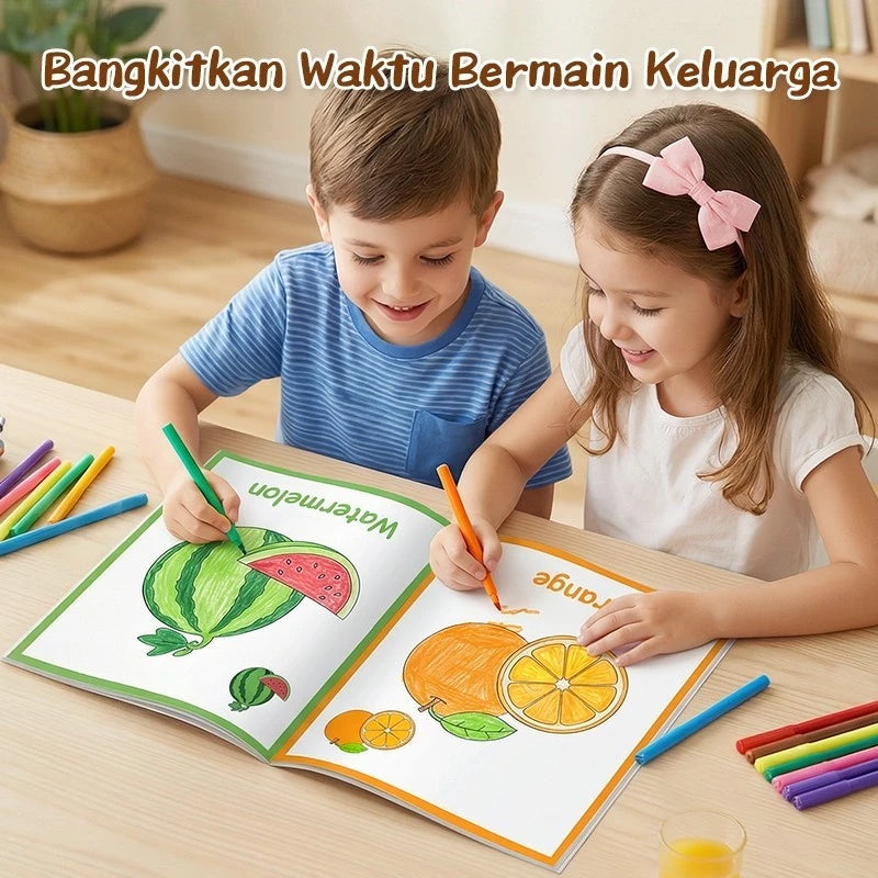 Aimilo Buku Mewarnai Anak Paket 4PCS Tema Berbeda Children Coloring Book 8 Lembar Lukisan Pencerahan