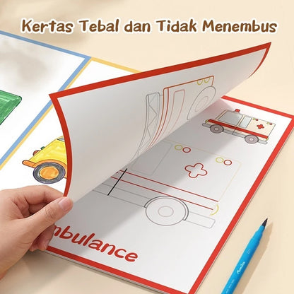Aimilo Buku Mewarnai Anak Paket 4PCS Tema Berbeda Children Coloring Book 8 Lembar Lukisan Pencerahan