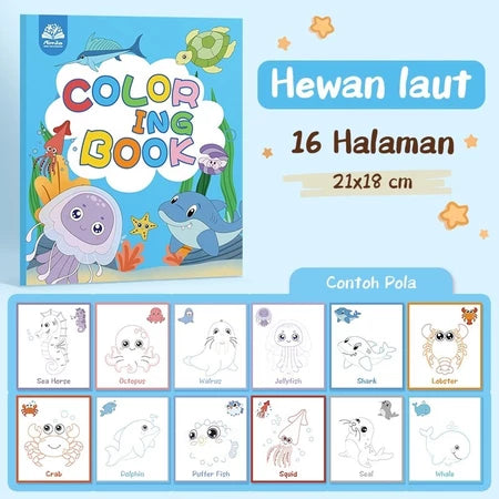 Aimilo Buku Mewarnai Anak Paket 4PCS Tema Berbeda Children Coloring Book 8 Lembar Lukisan Pencerahan