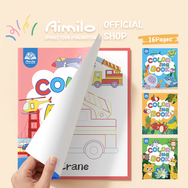 Aimilo Buku Mewarnai Anak Paket 4PCS Tema Berbeda Children Coloring Book 8 Lembar Lukisan Pencerahan