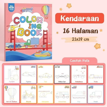 Aimilo Buku Mewarnai Anak Paket 4PCS Tema Berbeda Children Coloring Book 8 Lembar Lukisan Pencerahan