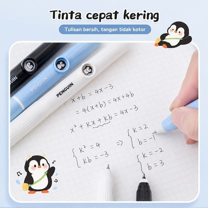Aimilo Gel Pen Retractable Isi 3 PCS Pulpen Gel Lucu 0.5mm Tekan Ganti Wajah Anak Sekolah