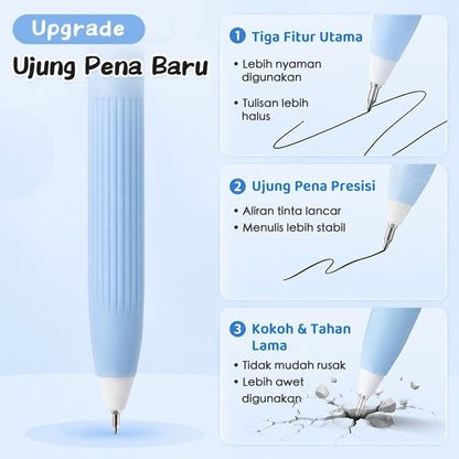 Aimilo Gel Pen Retractable Isi 3 PCS Pulpen Gel Lucu 0.5mm Tekan Ganti Wajah Anak Sekolah