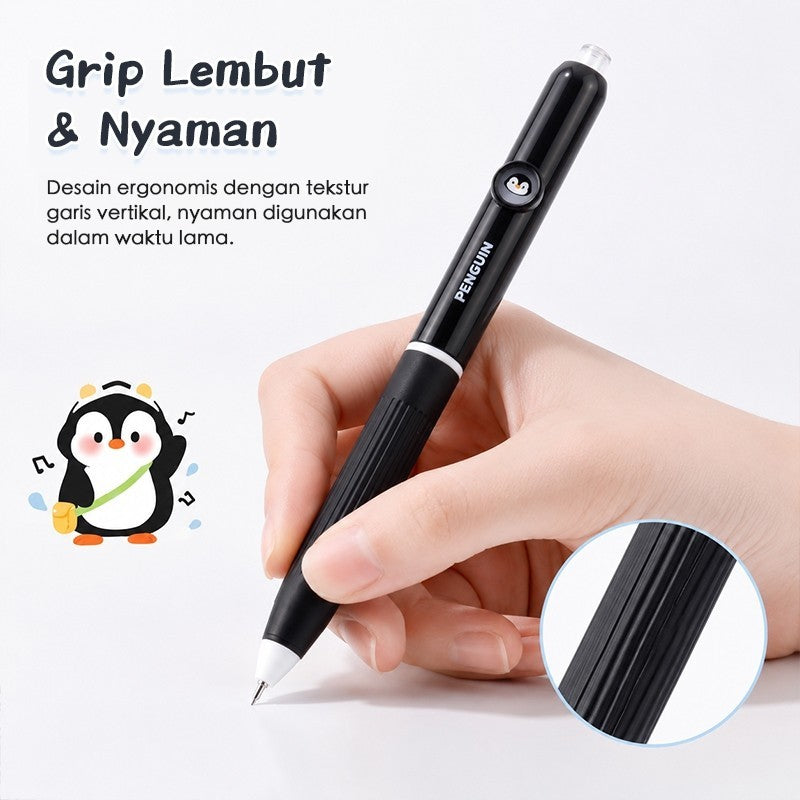 Aimilo Gel Pen Retractable Isi 3 PCS Pulpen Gel Lucu 0.5mm Tekan Ganti Wajah Anak Sekolah