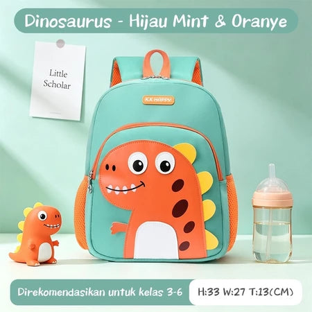 Aimilo Tas Ransel Sekolah Anak Laki Laki Perempuan Tas Anak TK&SD Tas Sekolah Dinosaurus Lucu Untuk 3-6 Tahun