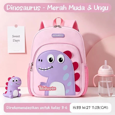Aimilo Tas Ransel Sekolah Anak Laki Laki Perempuan Tas Anak TK&SD Tas Sekolah Dinosaurus Lucu Untuk 3-6 Tahun