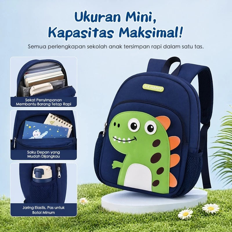 Aimilo Tas Ransel Sekolah Anak Laki Laki Perempuan Tas Anak TK&SD Tas Sekolah Dinosaurus Lucu Untuk 3-6 Tahun