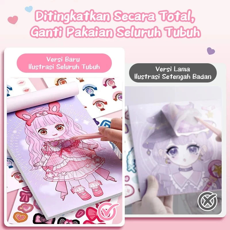 Aimilo Buku Stiker Anak Diy 20 Lembar Tidak Berulang Ganti Baju Stiker Buku Stiker Dress Up & Makeup