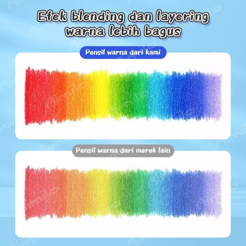 Aimilo Pensil Warna Tanpa 12/24 Warna Kayu Wood-Free Color Pencil