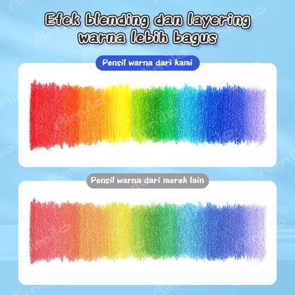 Aimilo Pensil Warna Tanpa 12/24 Warna Kayu Wood-Free Color Pencil