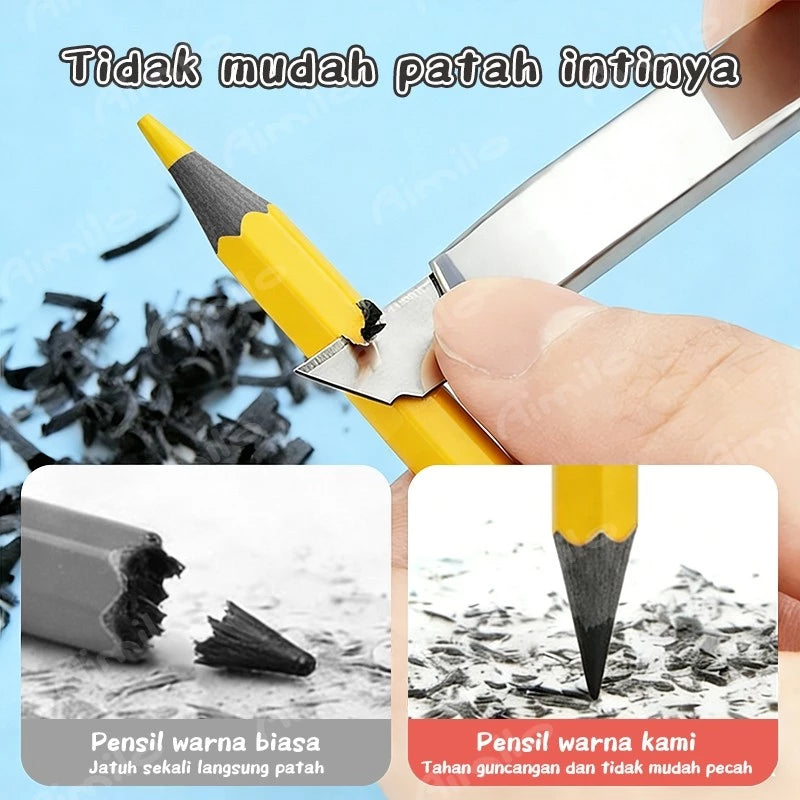 Aimilo Pensil Warna Tanpa 12/24 Warna Kayu Wood-Free Color Pencil