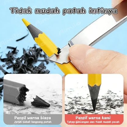 Aimilo Pensil Warna Tanpa 12/24 Warna Kayu Wood-Free Color Pencil