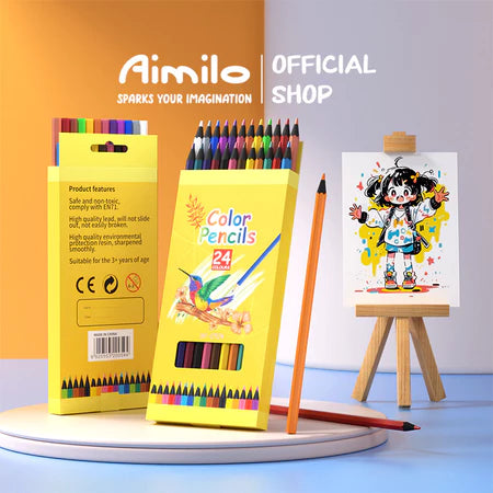 Aimilo Pensil Warna Tanpa 12/24 Warna Kayu Wood-Free Color Pencil