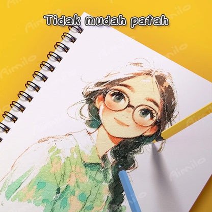 Aimilo Pensil Warna Tanpa 12/24 Warna Kayu Wood-Free Color Pencil